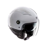 Casco EL'TOP, un casco demi-jet con doppia visiera. Colore bianco ghiaccio lucido. Di TUCANO URBANO.